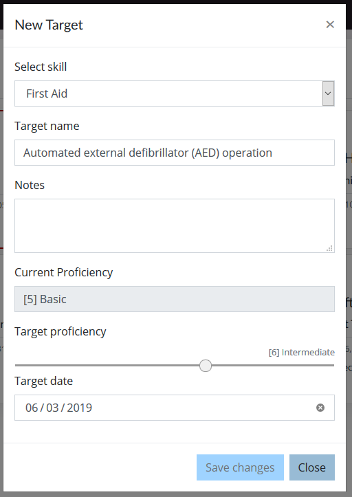 Creating a New Skill Proficiency Target
