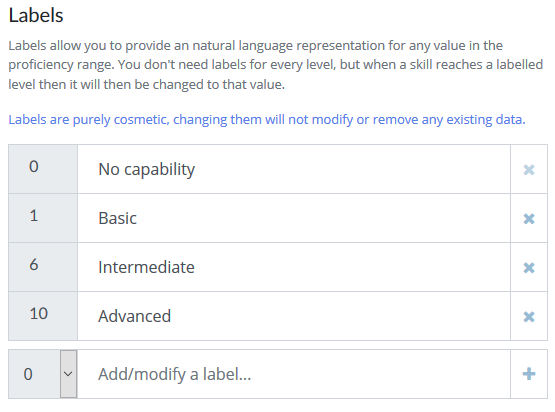 Defining Skill Level Values and Labels